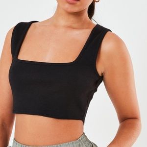 Black Ribbed Crop Tank - Missguided